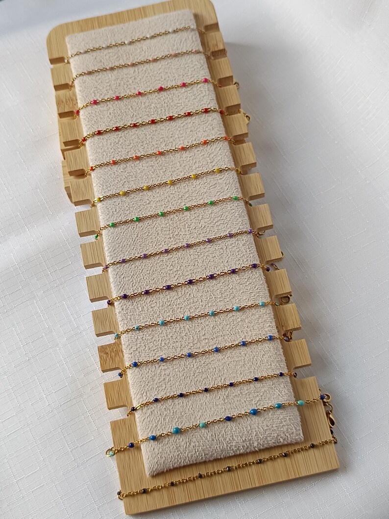 Bracelet Jonc En Bois Avec Chaîne Métallique – Diamètre 6,2 Cm, Occasion Bon état