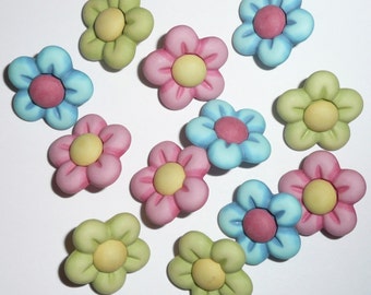 Fun Realistic 3-D Bazoople Multi-Colored Flower Buttons