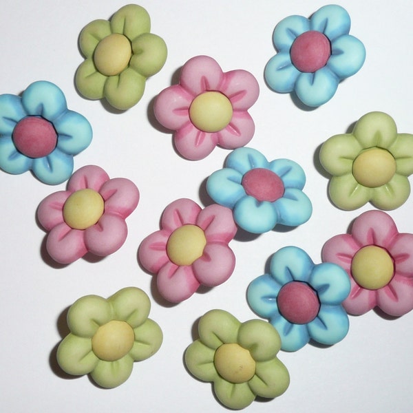 Fun Realistic 3-D Bazoople Multi-Colored Flower Buttons