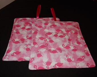 Pot Holders Flamingos Square set of two