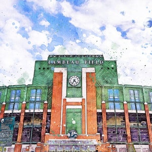 Lambeau Field Digital Watercolor Artwork