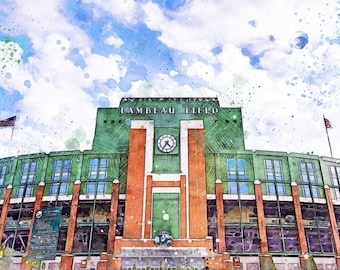 Lambeau Field Digital Watercolor Artwork