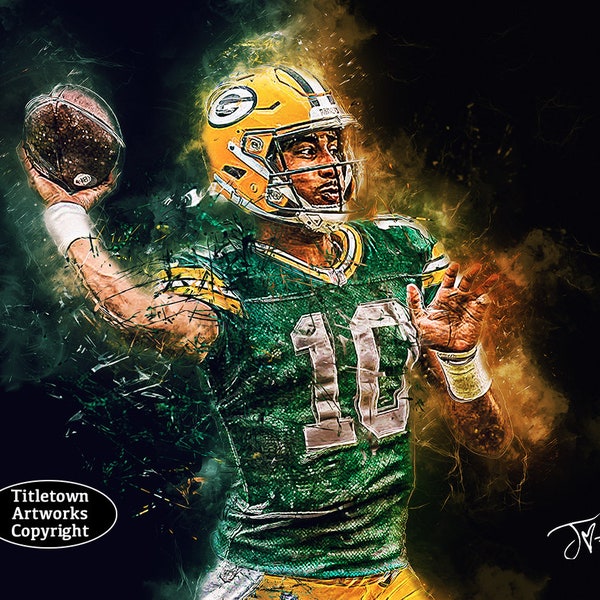 Green Bay Packers Jordan Love Digital Artwork