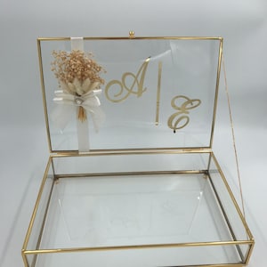 Caja de chocolate de vidrio con adornos florales, Caja de chocolate de vidrio vacía, Caja de chocolate de compromiso, Caja de promesa, Caja de vidrio para obsequios, Recuerdos de boda,