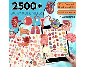 2500 + Biologie Digitale Aufkleber, vorgeschnittene Aufkleber, Biologie & Anatomie Digitale Aufkleber, GoodNotes Aufkleber, Medizinische Aufkleber