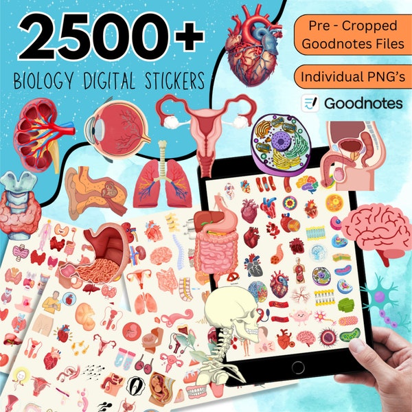 2500 + Biology Digital Stickers, Pre-cropped Human Body Stickers, Biology & Anatomy Digital Stickers, GoodNotes Stickers, Medical Stickers