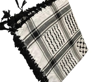 White Keffiyeh with black border - Palestinian - Jordanian- Palestine - Jordan - Kufiya