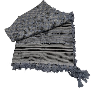 Blue and Grey Keffiyeh - Palestinian - Jordanian- Palestine - Jordan - Kufiya - Syria