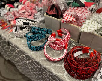 Palestinian Headbands - Handmade - Palestine - Kufiyah - Headband - kuffiyah - Kufiya - Tatreez - watermelon - Jordan - Jordanian