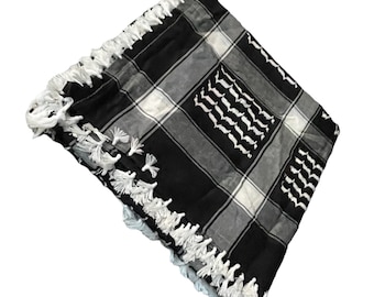 Black Keffiyeh with White Edges - Palestinian - Jordanian- Palestine - Jordan - Kufiya