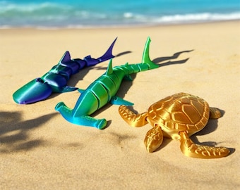 3D Printed Ocean Fidget Animals - 3 Pack | Sensory Toy | Stress Relief