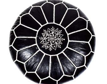 Pouf marocain ROND NOIR