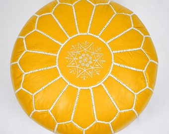 AUTHENTIC MOROCCAN leather yellow POUF