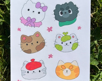 Hoja de pegatinas Gatos Pegatina / Hoja de pegatinas de gatitos / Hoja de pegatinas del planificador / Pegatinas del diario