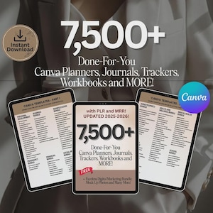 7500+ Pages PLR Canva Template Bundle, 200 Canva Templates, Planners, Journals, Trackers, Printable, Master Resell Rights, Mrr Product 2026
