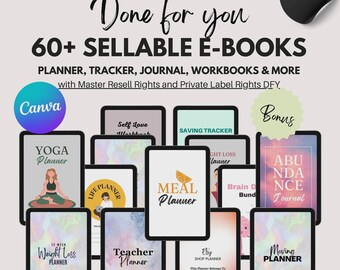 60 MRR PLR Ebooks Editable Planners, Trackers and Journals Ideal for Passive Income with Master Resell Rights and Private Label Rights