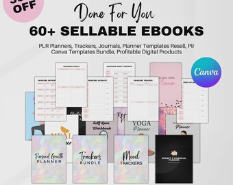 60 PLR MRR Ebooks Editable Planners Bundle, Trackers and Journals for Passive Income with Master Resell Rights and Private Label Rights