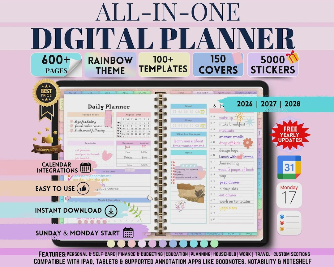 All-in-one Digital Planner Trackers 2026 Digital Planner, Digital ...