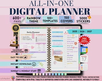 Digital Planner Bundle – All-in-One Goodnotes Planner, Daily Weekly Monthly Digital Journal, iPad Planner, for Tablet & Notability