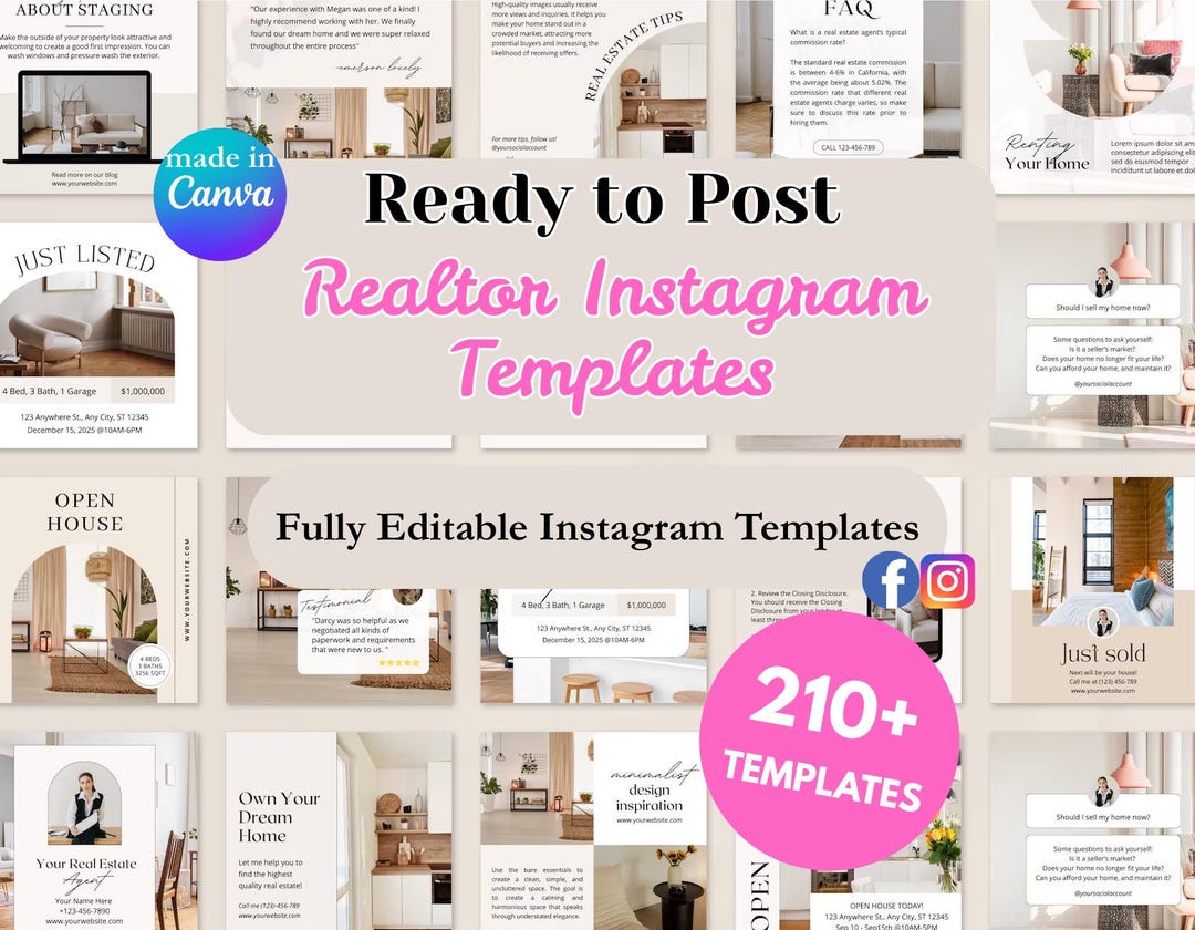 210 Real Estate Instagram Posts | Real Estate Social Media Templates ...