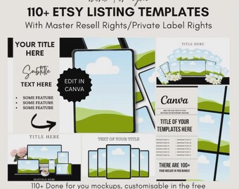 Maqueta de derechos de reventa maestra / Maquetas de listados de Etsy / Productos digitales PLR / PLR + MRR / Plantilla de tienda de Etsy / Plantillas Canva / Listo para ti.