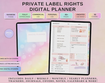 PLR Digital Planner with Commercial Use | Canva Editable Daily, Weekly, Monthly Templates | Hyperlinked PDF Instant Download | Done for You