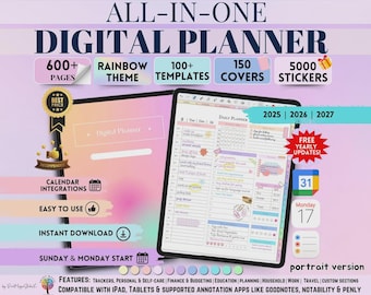 PLR Digital Planner Bundle – All-in-One Goodnotes Planner, Daily Weekly Monthly Digital Journal, iPad Planner, for Tablet & Notability