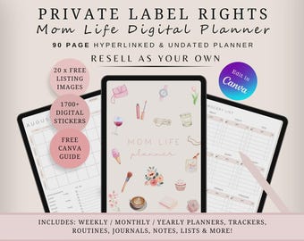 PLR Resell Digital Planner| Commercial Use| Canva Editable| Hyperlinked| Instant download| Customizable daily, weekly, monthly templates