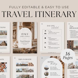 Editable Travel Itinerary Template | Trip Itinerary | Printable Travel Guide | Travel Agent Planner | Holiday  Vacation Trip Planner