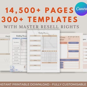 14500+ PLR Canva Templates | 300+ Editable Templates with Master Resell Rights | Editable & Printable Planners, Journals, Trackers