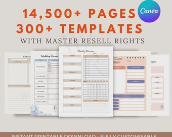 14500+ PLR Canva Templates | 300+ Editable Templates with Master Resell Rights | Editable & Printable Planners, Journals, Trackers