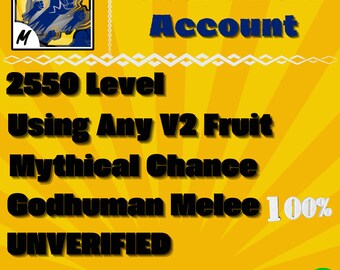 Compte Blox Fruit - Niveau maximum Godhuman - Non vérifié