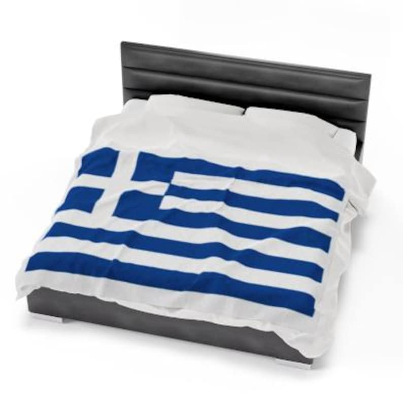 Greek Flag Velveteen Plush Blanket