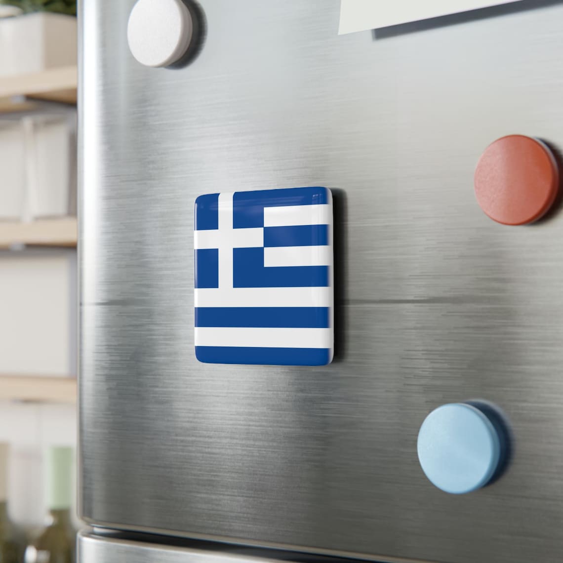 Greek Flag Square Porcelain Magnet