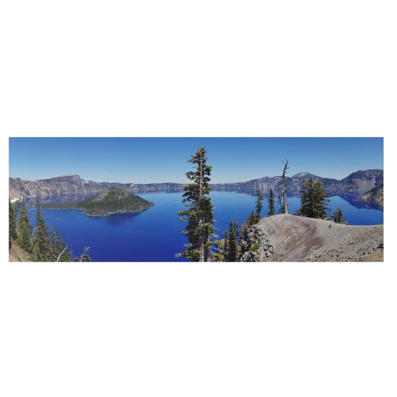 Crater Lake in Summer Panorama on Matte Stretched Canvas