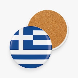 Greek Flag Porcelain Coaster Set