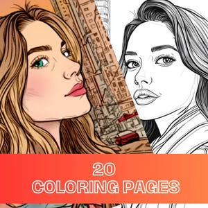20 WOMEN coloring pages  coloring pages for adult Instant download Download for printing