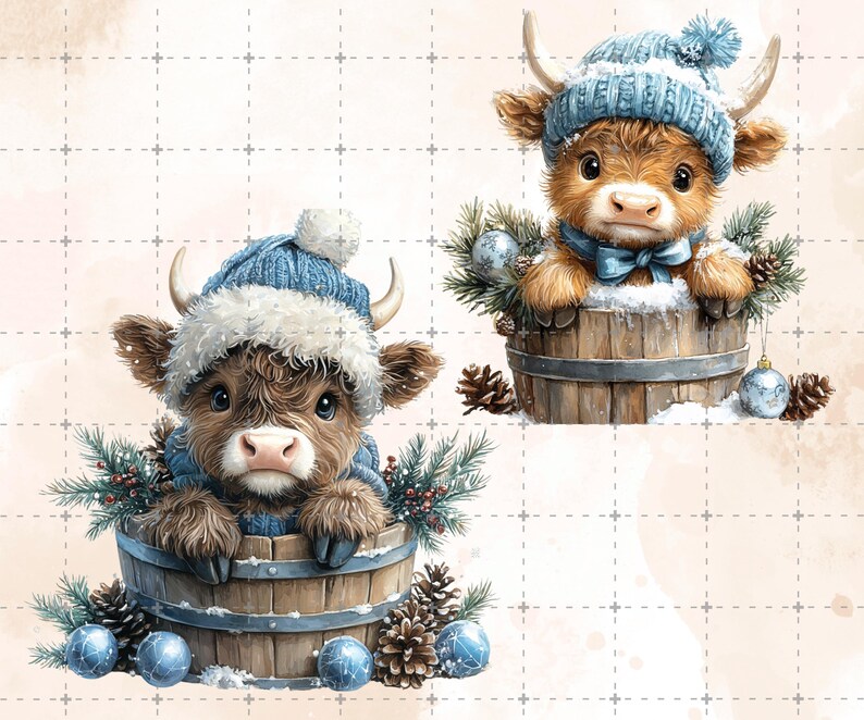 20 PNG Watercolor Christmas Highland Cow Clipart – Festive Images ...