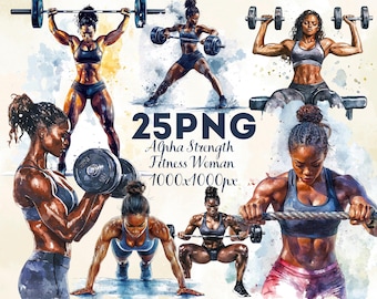 Fitness Woman Clipart Set – Powerful Female Gym & Workout Illustrations