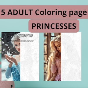 Coloring pages Princesses Set of 15coloring pages coloring pages for adult Instant download Download for printing