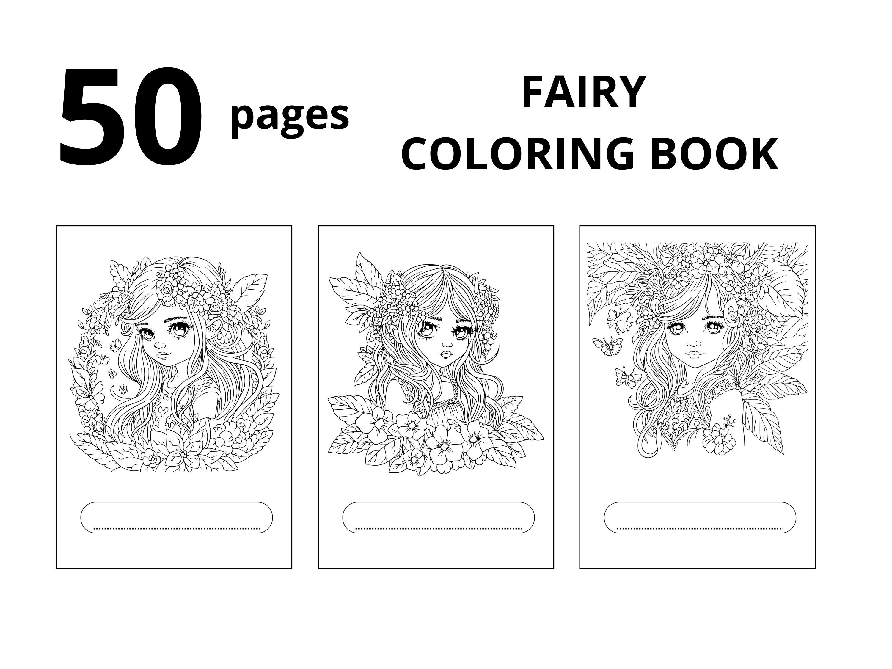 Fairy Coloring Pages Set of 50 Coloring Pages of Varying Complexity ...