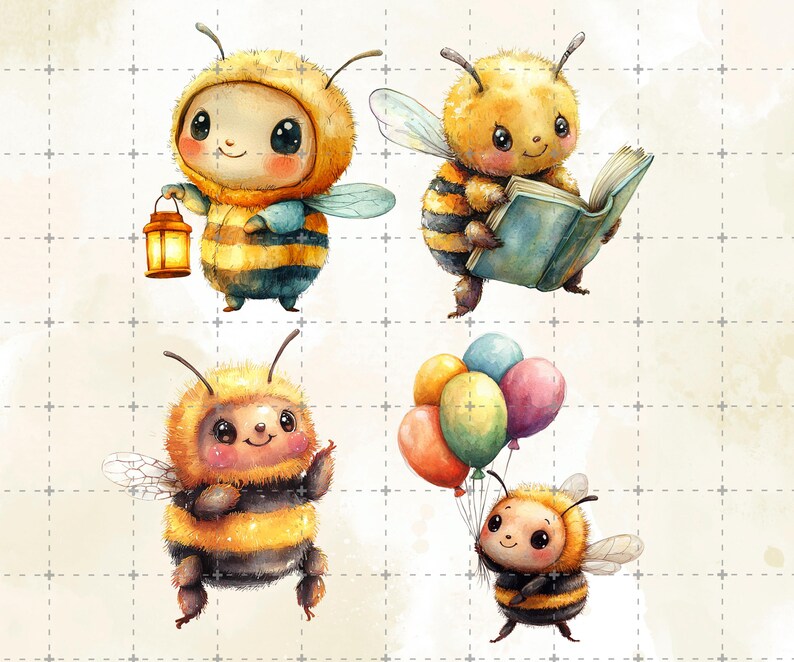 40 PNG Watercolor Bee Clipart Bundle Honey Bee Digital Download - Etsy