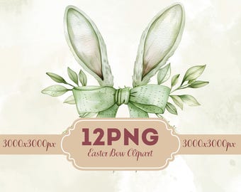 12 PNG Easter Bunny Bow Clipart