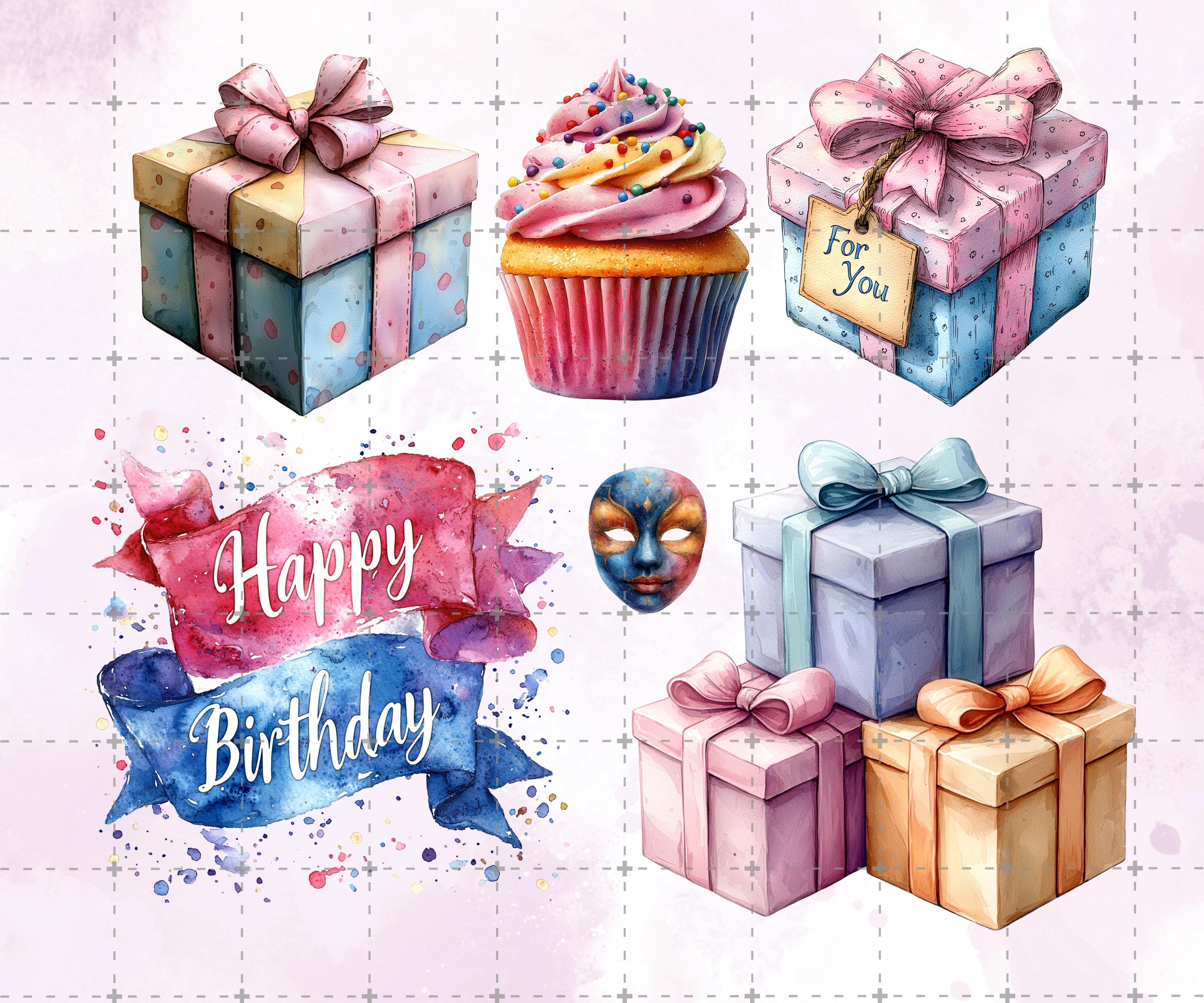 40 PNG Pastel Birthday Clipart Bundle: Birthday Party Digital Download ...