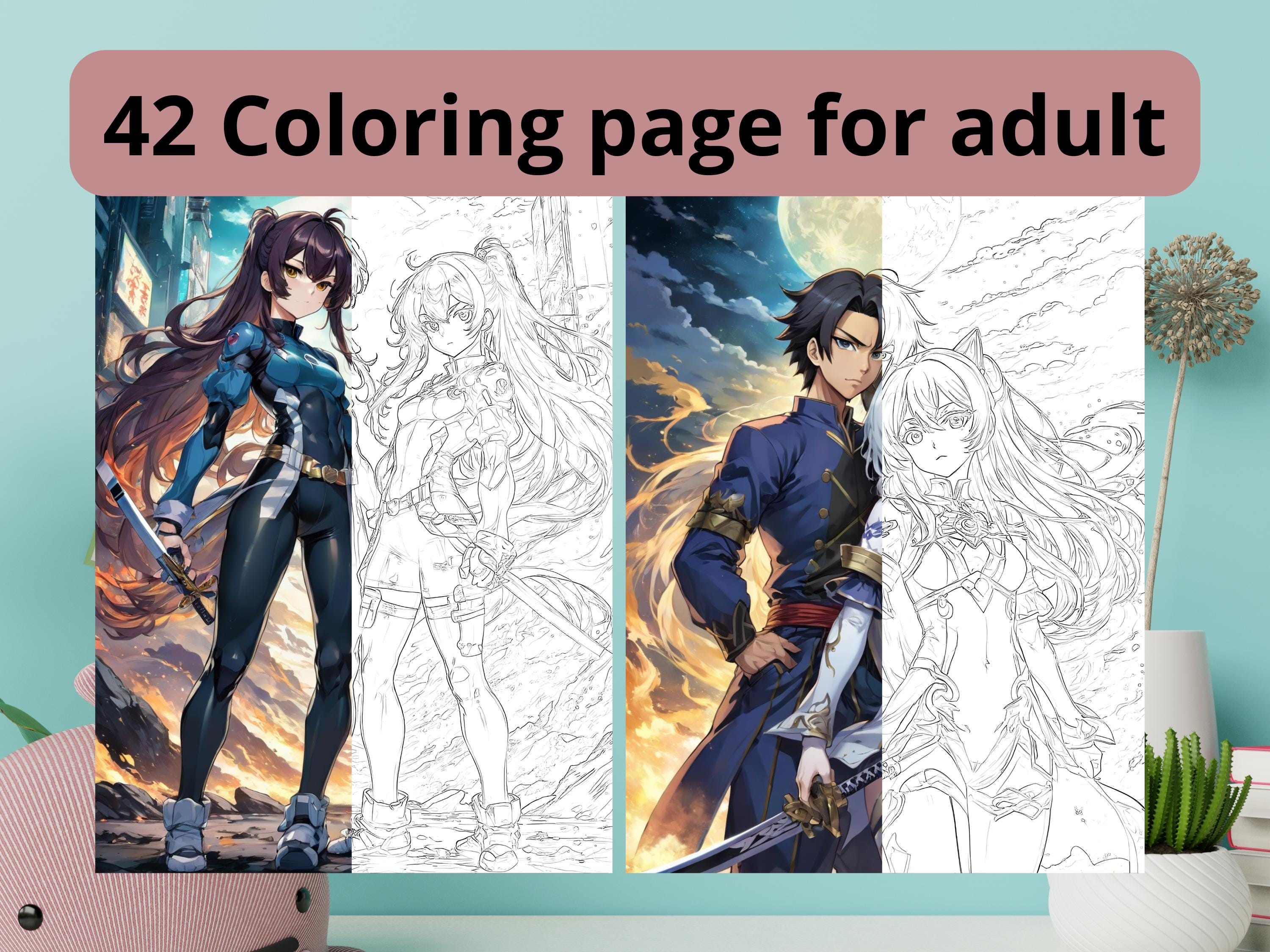 Anime Coloring Pages Set of 42 Coloring Pages Coloring Pages for Adult