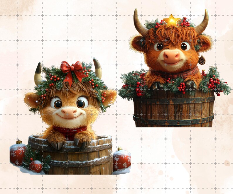 20 PNG Watercolor Christmas Highland Cow Clipart – Festive Images ...