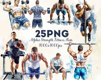 Conjunto de imágenes prediseñadas de entrenamiento de fuerza para gimnasios: ilustraciones de hombres en forma.