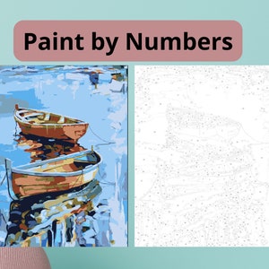 Paint by number Picture of a boat at sea coloring pages Instant download Download for printing
