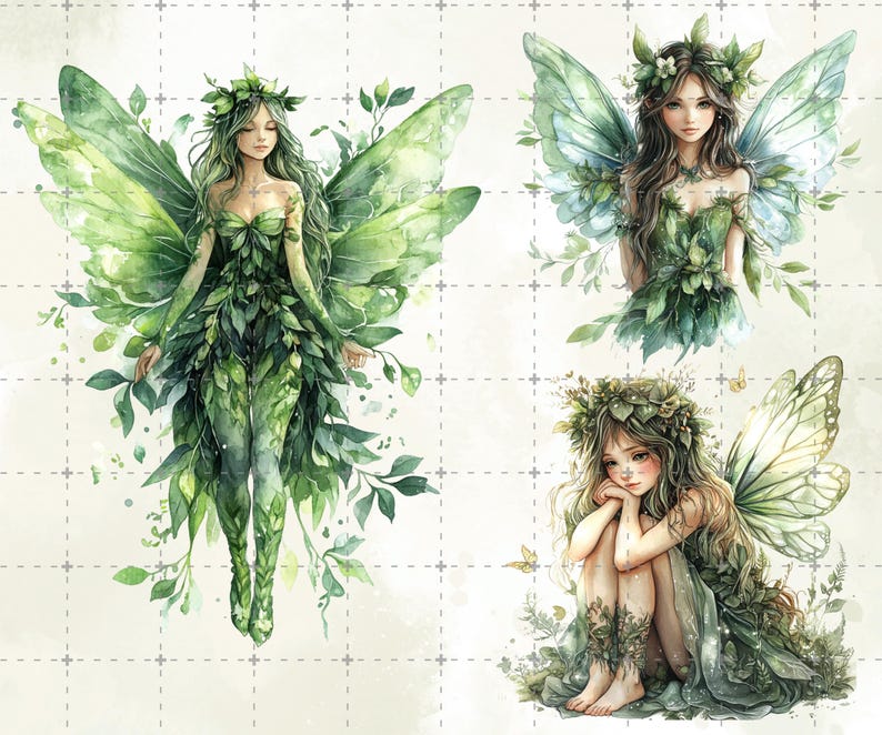 Forest Fairy Clipart PNG, Fantasy Fairy Bundle, Woodland Magic Art Set ...