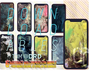 Abstract painting- bundle set of 8 Phone Lockscreen/Screensavers| Digital download | Multiple Colors | 2 formats